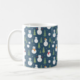 Snowman Cats Holiday Pattern Coffee Mug