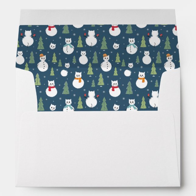 Snowman Cats Holiday Pattern Envelope (Back (Bottom))