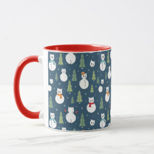 Snowman Cats Holiday Pattern Mug
