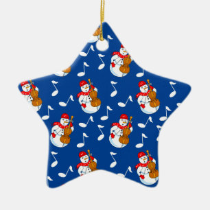 Snowman Cello Music Notes Ceramic Ornament