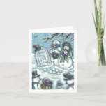 SNOWMAN CEMETERY, MELTED BEFORE HIS TIME Blank Card<br><div class="desc">WEEPING SNOW TEARS,  SAYING FAREWELL TO MELTED FRIEND.  HUMOROUS (Blank Inside) CARD/ENVELOPE *Customize ... .Look For Matching Items Susan Brack Designs</div>