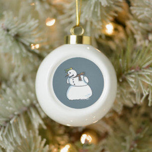 Snowman ceramic Christmas ball ornament