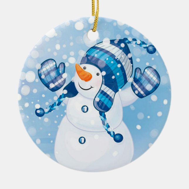 Snowman Ceramic Ornament (Front)