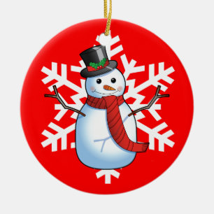 Snowman Ceramic Ornament