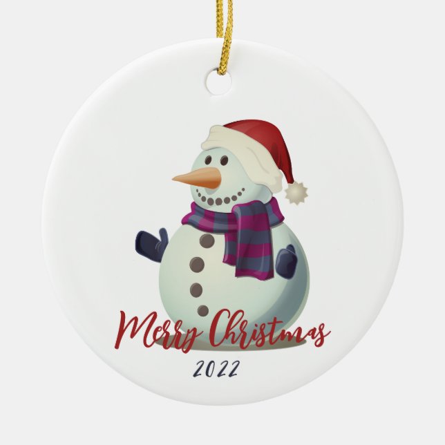 Snowman Ceramic Ornament (Front)