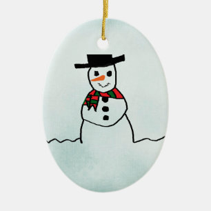Snowman Ceramic Ornament