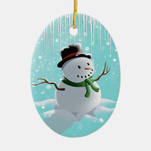 Snowman Ceramic Ornament