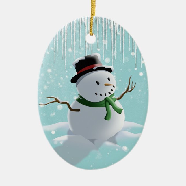 Snowman Ceramic Ornament (Front)