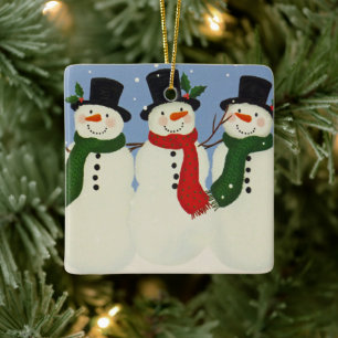 Snowman Ceramic Ornament