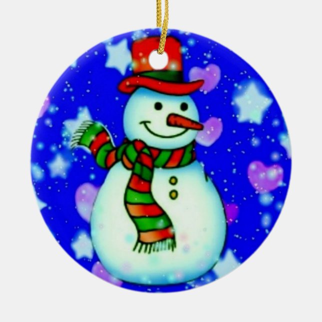 Snowman Ceramic Ornament (Front)