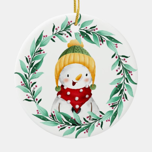 Snowman  ceramic ornament (Front)