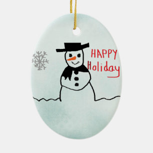 Snowman Ceramic Ornament
