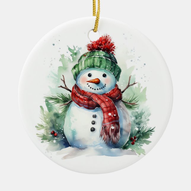 Snowman Ceramic Ornament (Front)