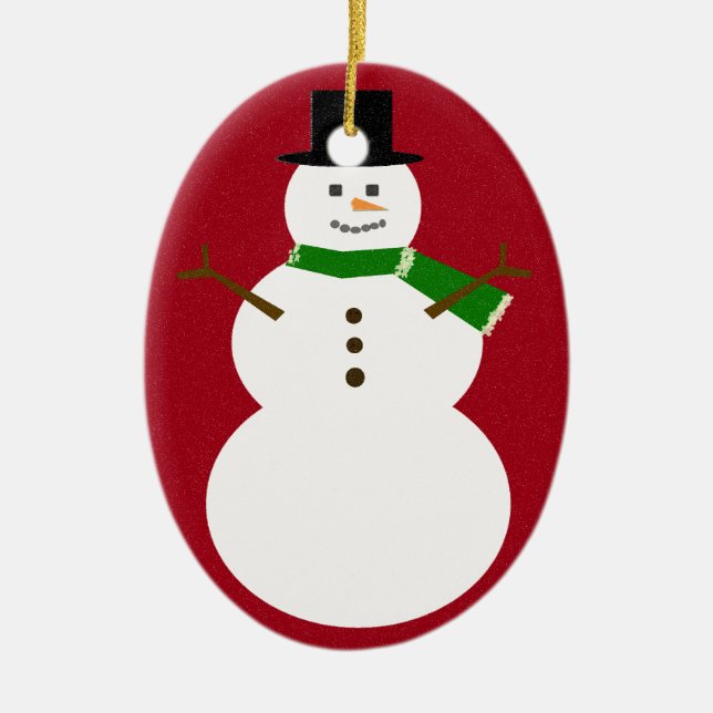 Snowman Ceramic Ornament (Front)