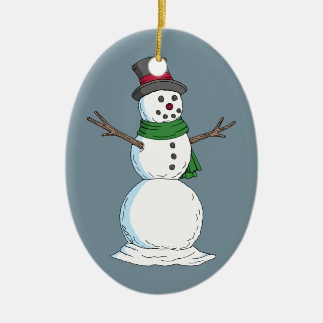 Snowman Ceramic Ornament (Front)