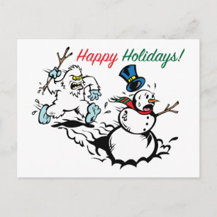 Snowman Chase Happy Holidays Carte postale