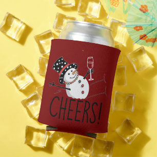 Snowman Cheers Wine Christmas Funny Xmas Winter  Can Cooler