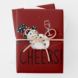 Snowman Cheers Wine Christmas Funny Xmas Winter Wrapping Paper Sheet