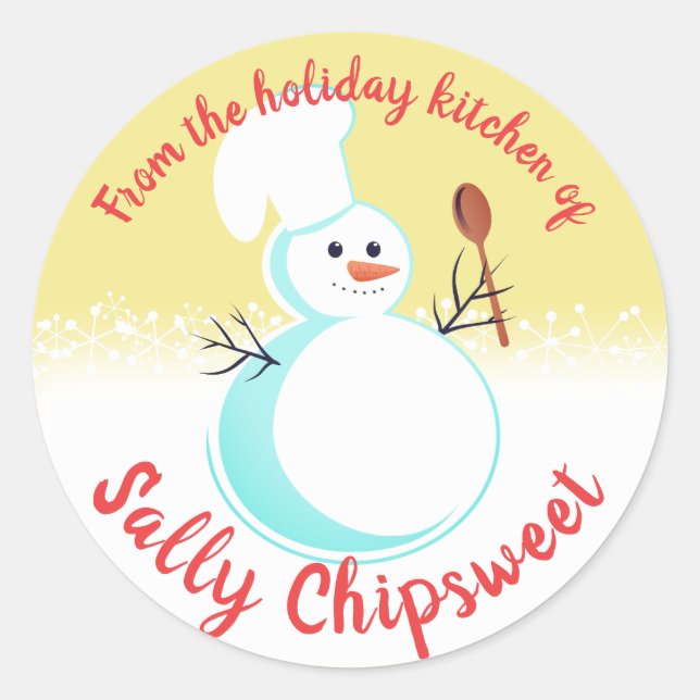 Snowman chef Christmas from the kitchen of sticker (Front)