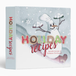Snowman chef Christmas personalized recipe binder