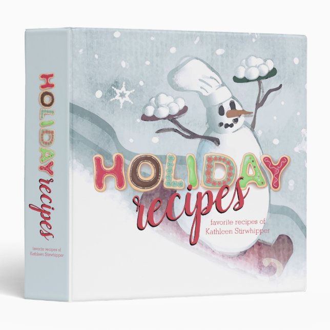 Snowman chef Christmas personalized recipe binder (Front/Spine)