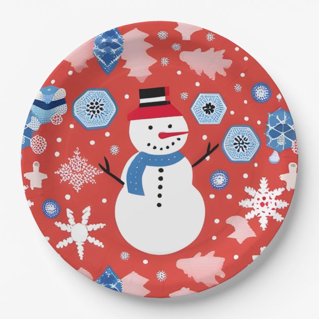 Snowman Chillin' Paper Plate (Front)