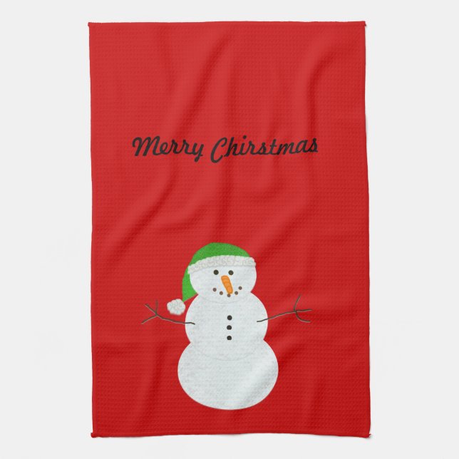 Snowman Chirstmas hand towel (Vertical)