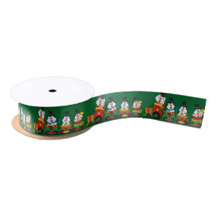 Snowman Choo Choo Train Pattern Satin Ribbon