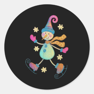 Snowman Christmas 2025 Family Matching Funny Winte Classic Round Sticker