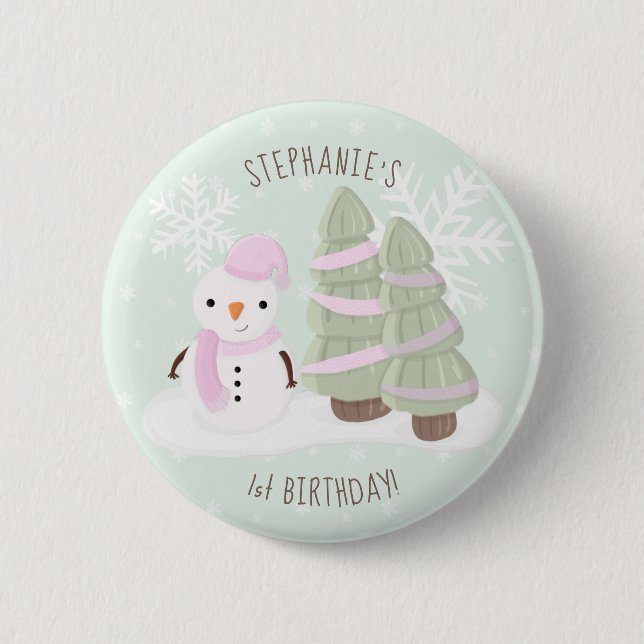 Snowman Christmas 2 Inch Round Button (Front)