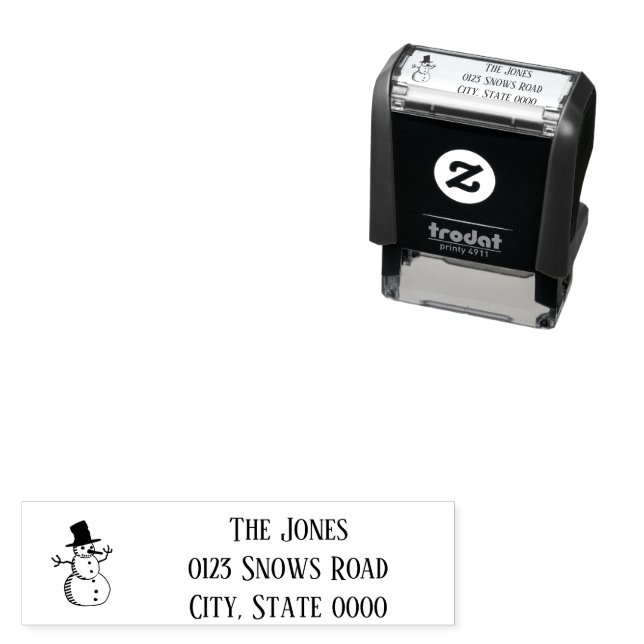 Snowman Christmas Address Self-inking Stamp (In Situ)