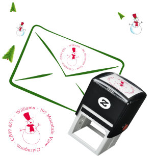 Snowman Christmas Address  Self-inking Stamp