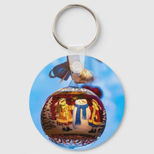 Snowman Christmas Ball Keychain