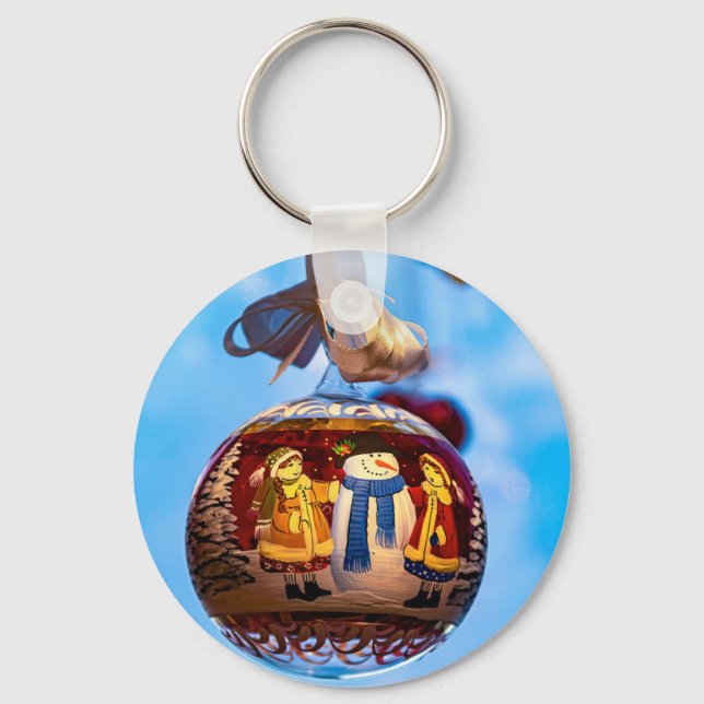Snowman Christmas Ball Keychain (Front)