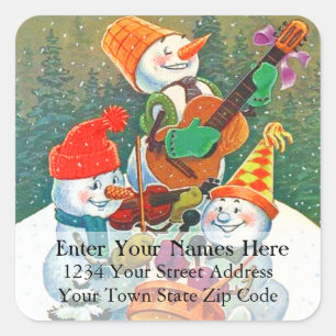 Snowman Christmas Band Vintage Address Label