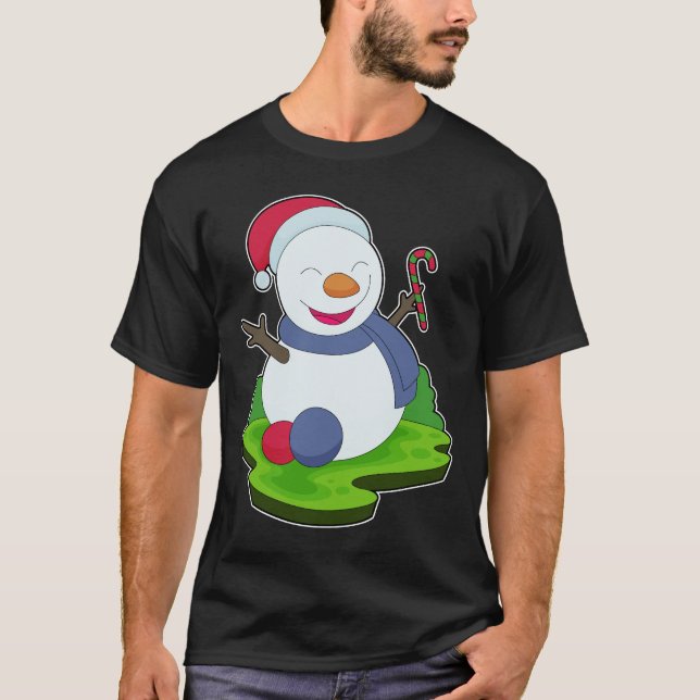 Snowman Christmas Candy cane T-Shirt (Front)