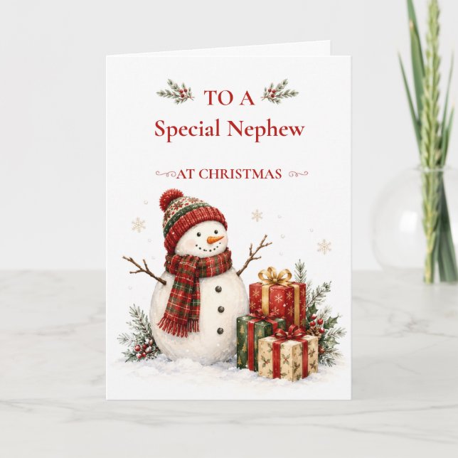 Snowman Christmas Card for Nephew (Front)