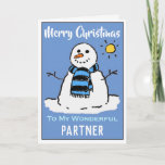 Snowman Christmas Card. Happy Christmas Partner Holiday Card<br><div class="desc">Happy Christmas Partner. Fun snowman cartoon on a festive Christmas card. Christmas card for a Wonderful Partner.</div>