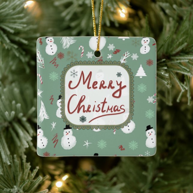Snowman Christmas  Ceramic Ornament (Tree)