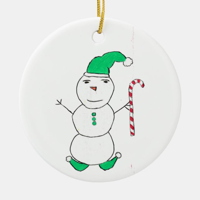 Snowman Christmas  Ceramic Ornament (Front)
