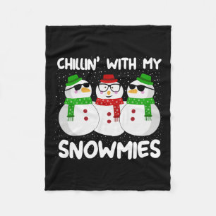 Snowman Christmas Chillin With My Snowmies Ugly Gi Fleece Blanket