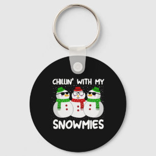 Snowman Christmas Chillin With My Snowmies Ugly Gi Keychain