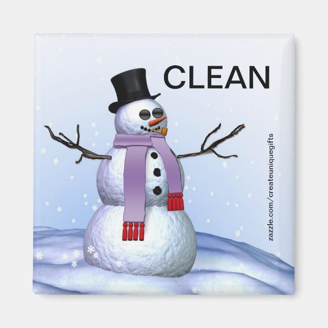 Snowman Christmas Clean Dirty Dishwasher Magnet (Front)