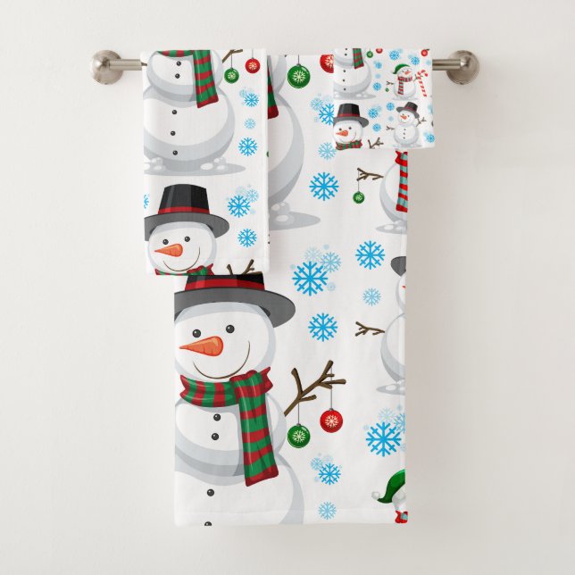 Snowman Christmas decoration  Bath Towel Set (Insitu)