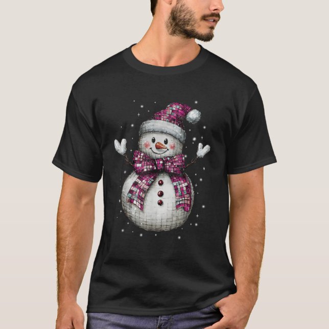 Snowman Christmas Disco Chillin With My Snowmie Xm T-Shirt (Front)