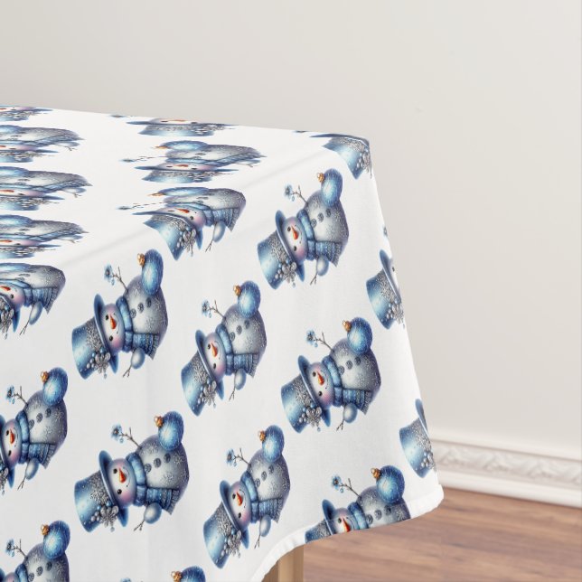 Snowman Christmas Elegant Winter Holidays Tablecloth (In Situ)