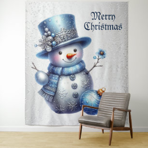 Snowman Christmas Elegant Winter Holidays Tapestry