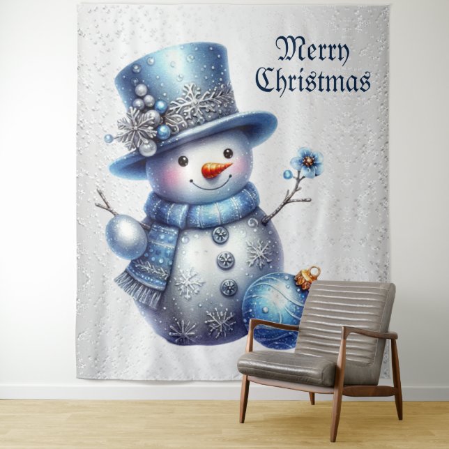 Snowman Christmas Elegant Winter Holidays Tapestry (In Situ)