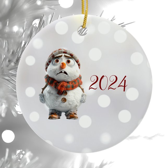 Snowman Christmas Elf Ceramic Ornament (Creator Uploaded)