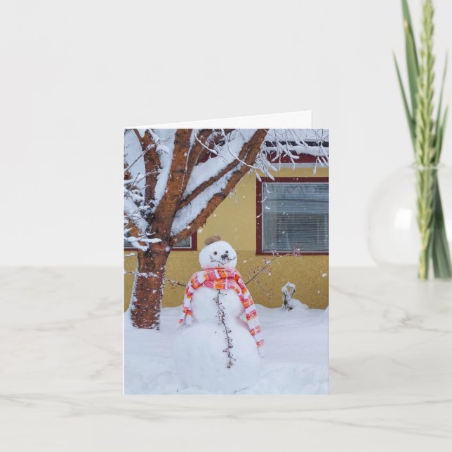 Snowman Christmas Holiday Card w/ Scripted Verse (Front)